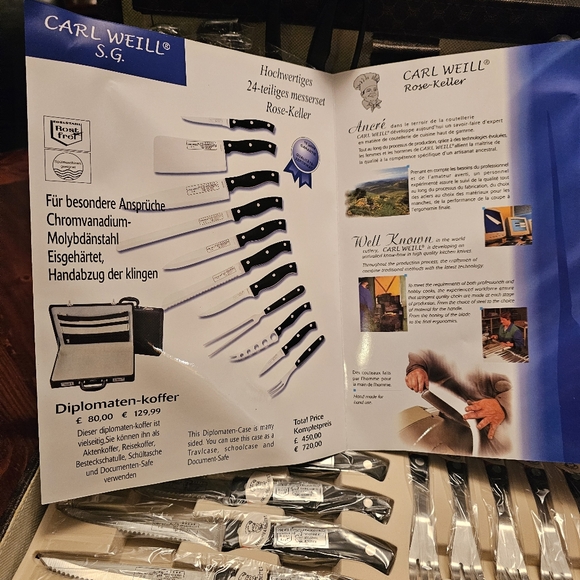 Carl Weill 24pc knife set in carrying case. Never used. - Picture 4 of 5